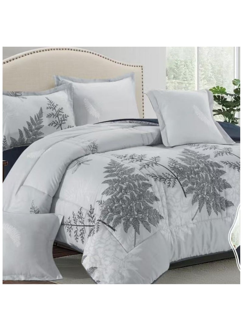 بلو سكاي طقم لحاف نفرين نظام وجهين مفرش مكون من ٦ قطع , لحاف بحشوة ٦ قطع , مايكروفايبر100% لحاف مقاس 260 في 240 سم - Image 2